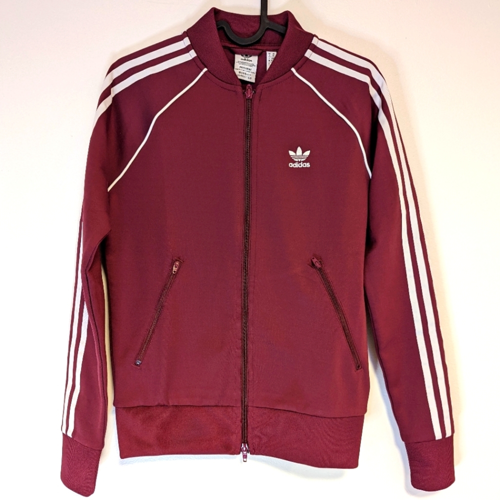 Adidas ♻️ PrimeBlue SST Track Jacket, burgundy XS